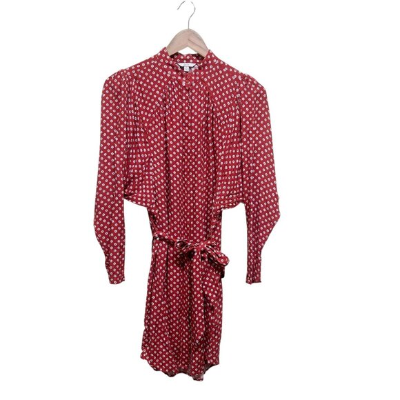 Joie Red Dolman Sleeve Hidden Button Belted Dress Size XS - Picture 2 of 5